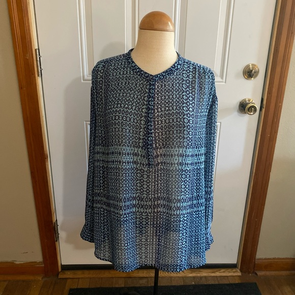 Ana Blue Patterned Women's Top - Picture 1 of 5